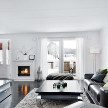 Schwarz-Weiß-Wohnzimmer: Designmerkmale, echte Beispiele im Innenraum-4