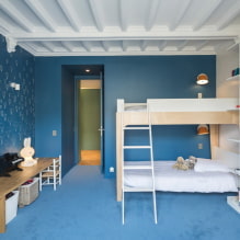 Blått og blått i det indre av et barnerom: design features-5