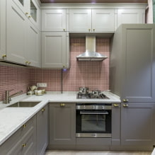Szürke konyha a belső terekben: példa a tervezésre, a kombinációra, a kivitel és a függöny kiválasztására-1