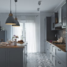 Gray kitchen in the interior: examples of design, combination, choice of finishes and curtains-3