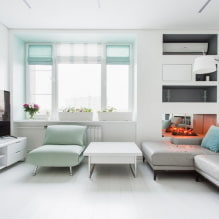 Beyaz oturma odası: tasarım özellikleri, fotoğraflar, diğer renklerle kombinasyonlar-5