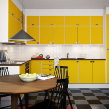 Dapur kuning: ciri reka bentuk, contoh foto sebenar, kombinasi-0