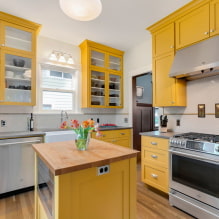 Nhà bếp màu vàng: tính năng thiết kế, ví dụ ảnh thật, kết hợp-2