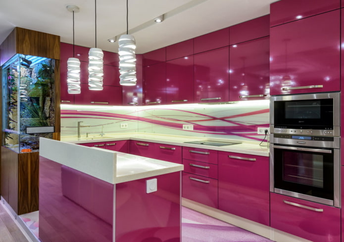 Lyserødt køkken: et udvalg af fotos, vellykkede kombinationer og designideer