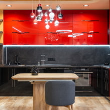 Dapur merah: ciri reka bentuk, foto, gabungan-2