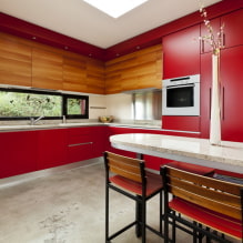 Sarkanā virtuve: dizaina iezīmes, fotogrāfijas, kombinācijas-4