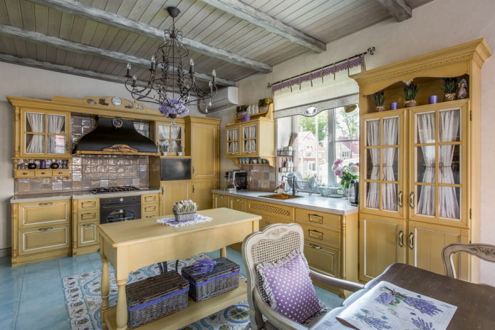 Provence stílusú konyha: dizájn jellemzők, valódi képek a belső terekben