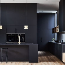 Fekete konyha: dizájn jellemzők, kombinációk, valódi fotók-1