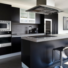 ห้องครัวสีดำ: คุณสมบัติการออกแบบการผสมผสานรูปถ่ายจริง -4