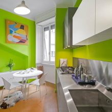 Cozinha verde clara: combinações, escolha de cortinas e acabamentos, seleção de fotos-7
