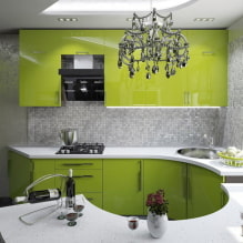 Šviesiai žalia virtuvė: deriniai, užuolaidų ir apdailos pasirinkimas, foto-8 pasirinkimas