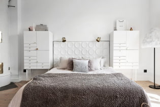 Hvidt soveværelse: fotos i det indre, designeksempler
