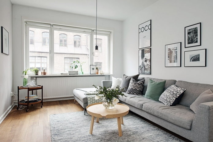 Sala de estar em estilo escandinavo: características, fotos reais no interior