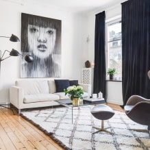 Vardagsrum i skandinavisk stil: funktioner, riktiga foton i interiören-4
