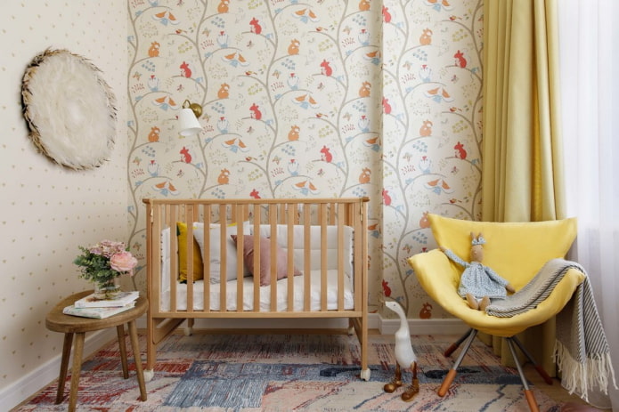 ห้องเด็กสำหรับทารกแรกเกิด: แนวคิดการออกแบบตกแต่งภายในภาพถ่าย