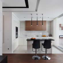 Design af et køkken kombineret med en balkon: foto i det indre, ideer til arrangement-1