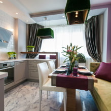 Design av et kjøkken kombinert med en balkong: foto i interiøret, ideer til arrangement-3