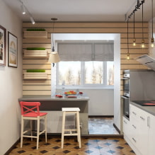 Conception d'une cuisine combinée avec un balcon: photo à l'intérieur, idées d'aménagement-6