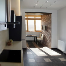 Design af et køkken kombineret med en balkon: foto i det indre, ideer til arrangement-8