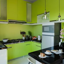 Zelená kuchyně: fotografie, nápady na design, kombinace s jinými barvami-3