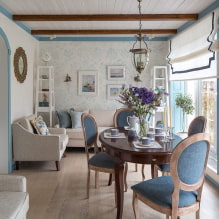 Como projetar o interior da sala de estar da cozinha no estilo da provence? -7