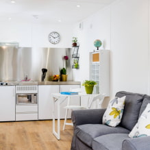 Obývacia izba s kuchyňou 18 m2. m. - skutočné fotografie, územné plánovanie a rozloženie-0