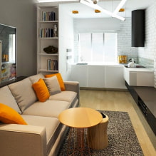Cozinha, sala de estar 18 m² m. - fotos reais, zoneamento e layouts-7
