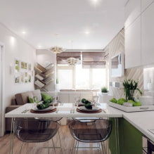 Cocina-sala de estar 18 sq. M. m. - fotos reales, zonificación y diseños-8