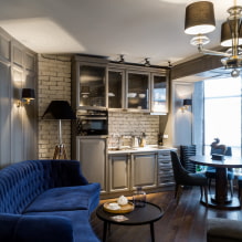 Küçük mutfak-oturma odası: iç mekanda fotoğraf, düzen ve tasarım-0