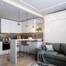 Liten kjøkken-stue: foto i interiøret, layout og design-8