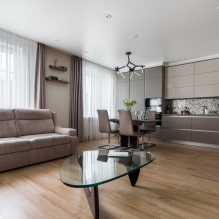 Sala de estar / cozinha combinada com 30 m2. m. - foto no interior, layout e zoneamento-1