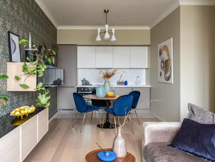 Sala de estar com cozinha de 25 m2 - uma visão geral das melhores soluções