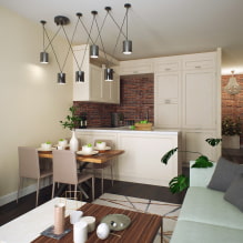Nejlepší fotografie a nápady na design v obývacím pokoji v kuchyni 15 sq. m-3