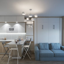 Les meilleures photos et idées de design de la cuisine-salon 15 m². m.-8
