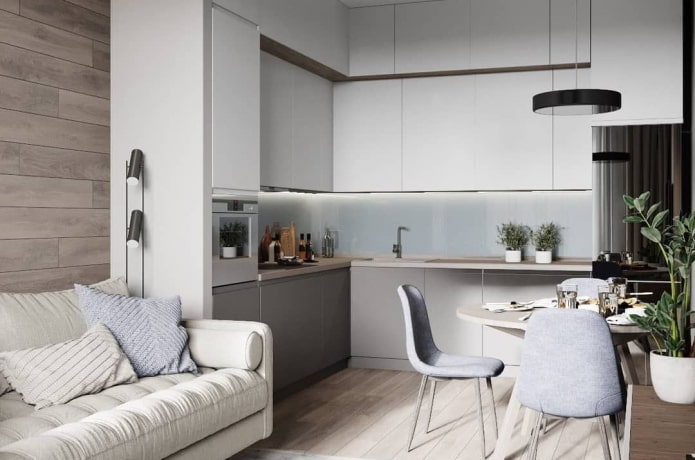 Les meilleures photos et idées de design de la cuisine-salon 15 m². m