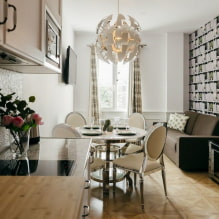 Ako navrhnúť dizajn interiéru obývacej izby v kuchyni 17 metrov štvorcových? -5