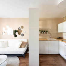Como projetar o design de interiores da cozinha, sala de 17 m2? -7
