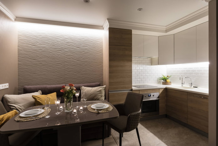 Obývací pokoj v kuchyni 14 m2 - recenze fotografií z nejlepších řešení