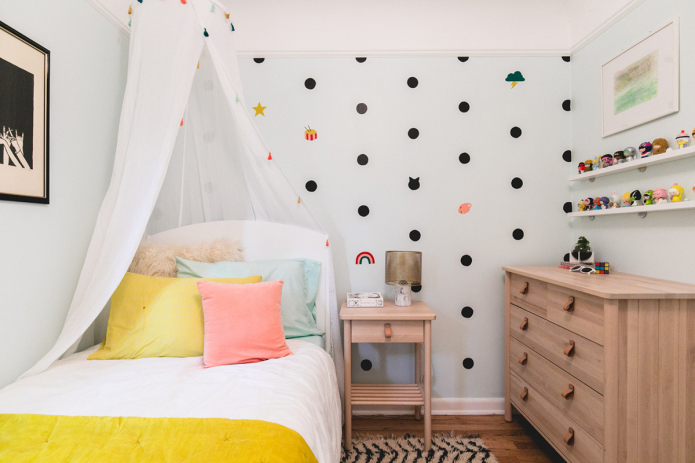 Fotos e idéias para o design de um quarto de crianças 9 m²