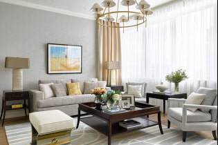 Bagaimana untuk menghiasi bahagian dalam ruang tamu dalam gaya neoklasik?