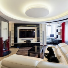 Dzīvojamās istabas dizaina iezīmes augsto tehnoloģiju stilā (46 foto) -1