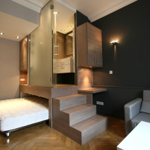 Quarto e sala de estar em um quarto: exemplos de zoneamento e design-1