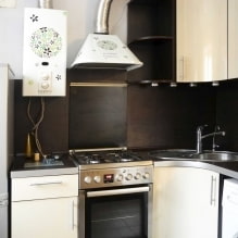 Kuchyňa v Khrushcheve s plynovým stĺpcom: možnosti ubytovania, 37 foto-3