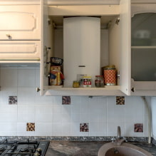 Cozinha em Khrushchev com uma coluna de gás: opções de acomodação, 37 fotos-5