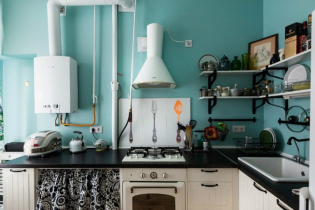 Kuchyňa v Khrushcheve s plynovým stĺpcom: možnosti ubytovania, 37 fotografií