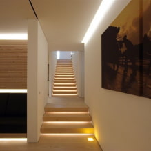 Osvětlení schodiště v domě: skutečné fotografie a příklady osvětlení-4
