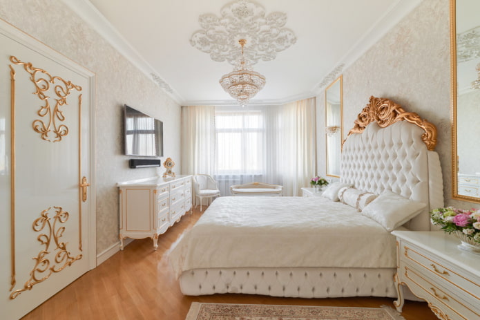Како дизајнирати спаваћу собу у класичном стилу? (35 фотографија)