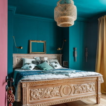 Turkuaz renklerde yatak odası: tasarım sırları ve 55 fotoğraf-3
