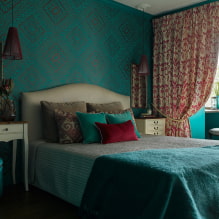 Turkuaz renklerde yatak odası: tasarım sırları ve 55 fotoğraf-4