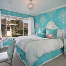 Turkuaz renklerde yatak odası: tasarım sırları ve 55 fotoğraf-6